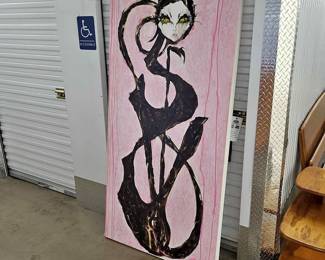 LOCAL ATLANTA ARTIST HENRY DALE HOUSE. CAT ON CANVAS