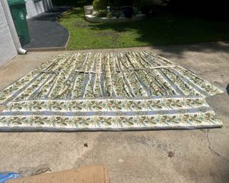 1960's/70's 4 pinch pleated floral drappery ( green, gold, cream )
