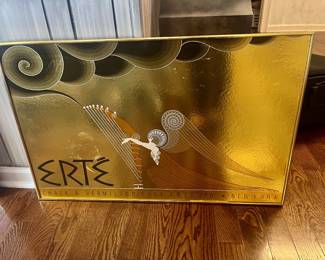 Art Deco Gold Foil Poster Framed " L'Amour by renowned artist Erté 