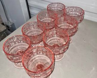Anchor Hocking 8 short pink glasses