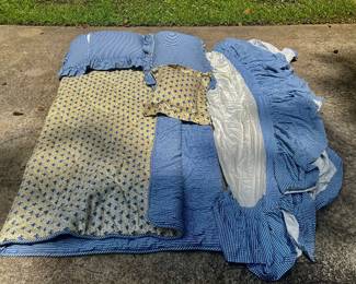 Blue Quilted Bedding Set
