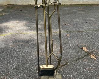 5 piece Brass plated fireplace tool set