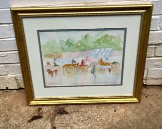 Patricia Akay original impressionist watercolor painting, Framed
