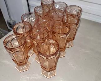 Anchor Hocking Set of 13 pink glasses