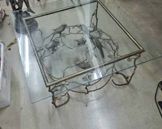 ITALIAN MIDCENTURY BRONZE. PARROT COCKTAILCOFFFE TABLE 