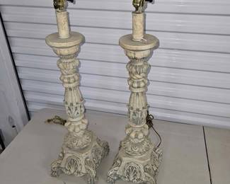 White wash pair of lamps very heavy