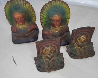 2 pair of book endsnative american,  lions