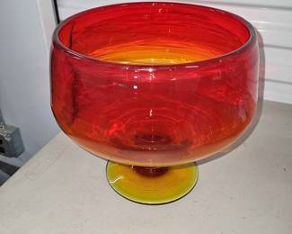 Blenko orange and yellow bowl