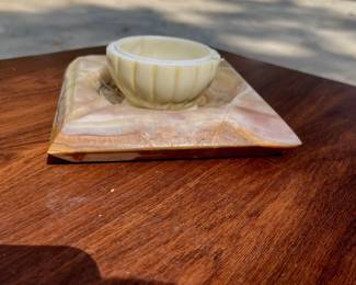 Natural Onyx Stone Bowl and Tray