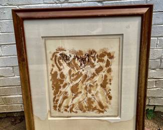 Batik Cotton Fiber Dye Artwork, Framed