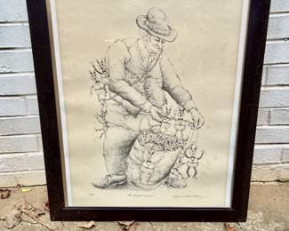 Seymour Rosenthal " Puppet Vendor " Litho
