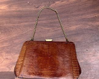 Mid-Century Top Clasp Alligator Handbag