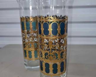 2 Culver Azure mixer glasses