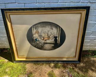 Original 1927 Color Etching  " Cinderella " By Louis Icart Renowned French Art Deco Artist