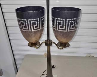 American modern brass, glass and marbel, style of Tommy Parzinger