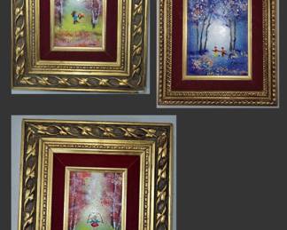 Set of 3 enamel pictures