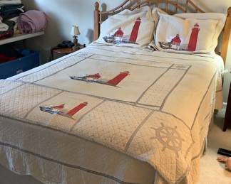 Queen Bed With Lighthouse Bedding