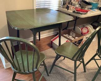 Green Drop Leaf Table With 4 Chairs