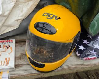 AGV yellow motorcycle helmet