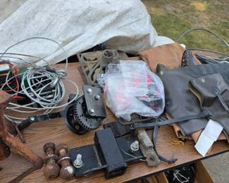 Hand winch, cable, and hitch hardware