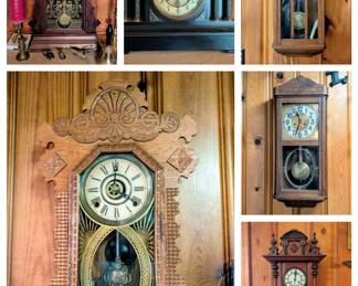 Several antique clocks