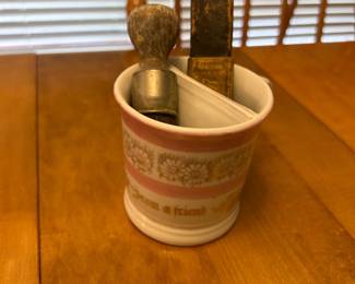 Vintage Shaving Caddy with Shaving Brush & Grooming Accessories