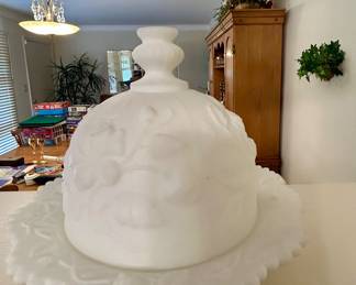 Vintage White Milk Glass Covered Dish
