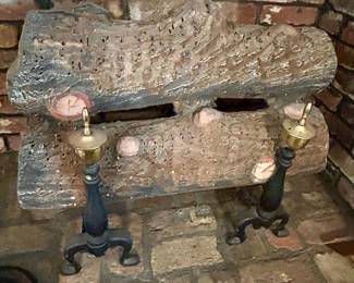 Pair of Traditional Iron & Brass Fireplace Andirons