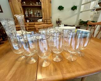 Large Set of Vintage Clear Stemmed Glasses