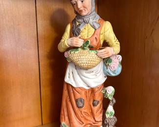Vintage Porcelain Flower Seller Figurine