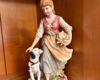 Vintage Porcelain Figurine – Young Woman with Dog