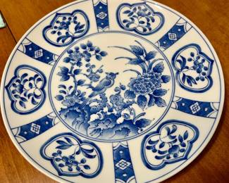 Blue & White Asian-Inspired Porcelain Decorative Plate