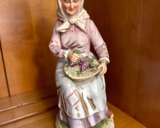 Vintage Porcelain Grape Harvest Woman Figurine