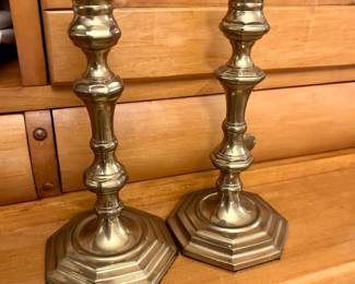Pair of Traditional Brass Candlesticks