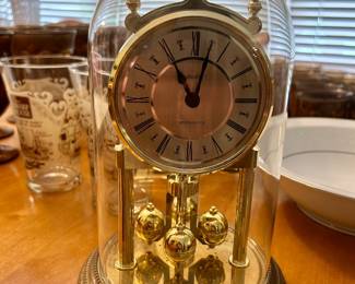 Vintage Linden Westminster Anniversary Clock Under Glass Dome