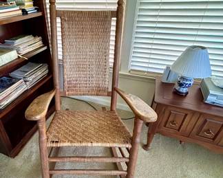 Vintage Woven Rush-Seat Rocking Chair
