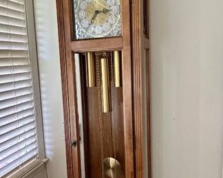 Traditional Oak Grandfather Clock with Triple Chime