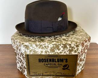 Vintage Men’s Felt Fedora with Original Rosenblum’s Canton, GA Hat Box
