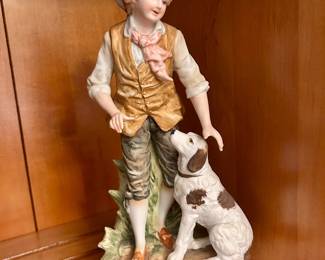 Vintage Porcelain Figurine – Young Man with Dog