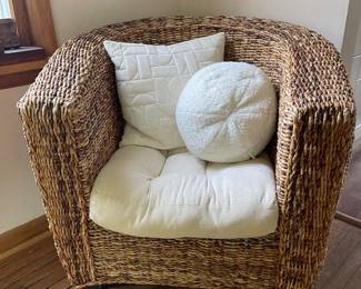 woven chair with cushion