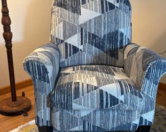 Blue, grey and white Push Back Recliner Chair
