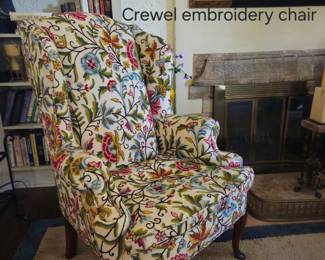 Crewel embroidery upholstery