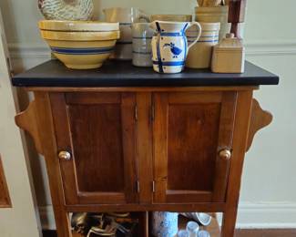 Unusual cart with salt glaze pottery