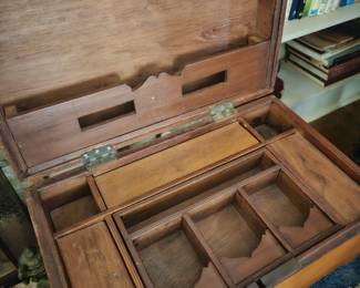 Interior of writing box