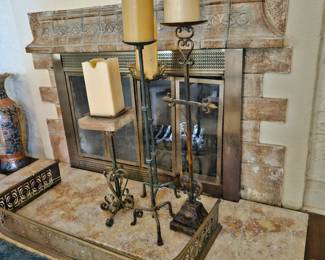 Hand wrought floor size candle holders