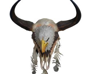 Lot #57 - Paul K. Carrico Sacred Spirit II Limited Ed 39/3500 Resin Buffalo Skull/Bald Eagle Sculpture
