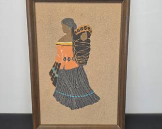 Lot #31 - Vintage Native American Navajo Sand Art Motherhood Tapestries in Sand