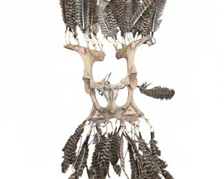 Lot #58 - Native American Painted Animal Pelvis Wall Hanging by Herman Abita New Mexico
