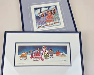 Lot #78 - Signed 1996 Barbara Lavallee Winter-Themed Limited Edition Lithographs Framed Artwork Matted & Framed
