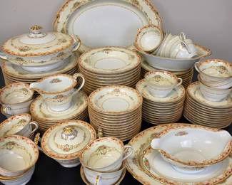 Lot #46 - Noritake Grenadier Pattern Fine China Dinnerware Set with Floral and Gold Gilt Accents